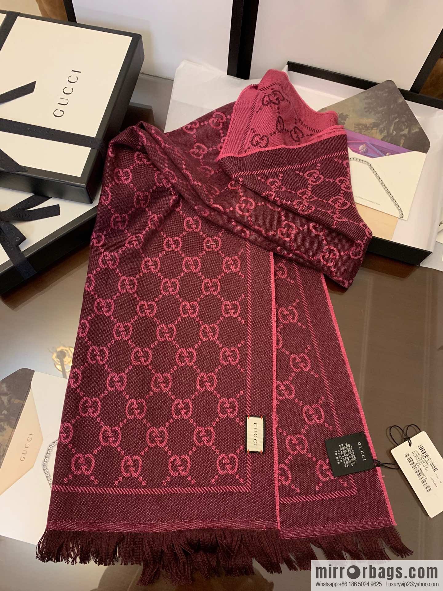 GUCCI Gucci GG jacquard fringed double-sided jacquard wool scarf