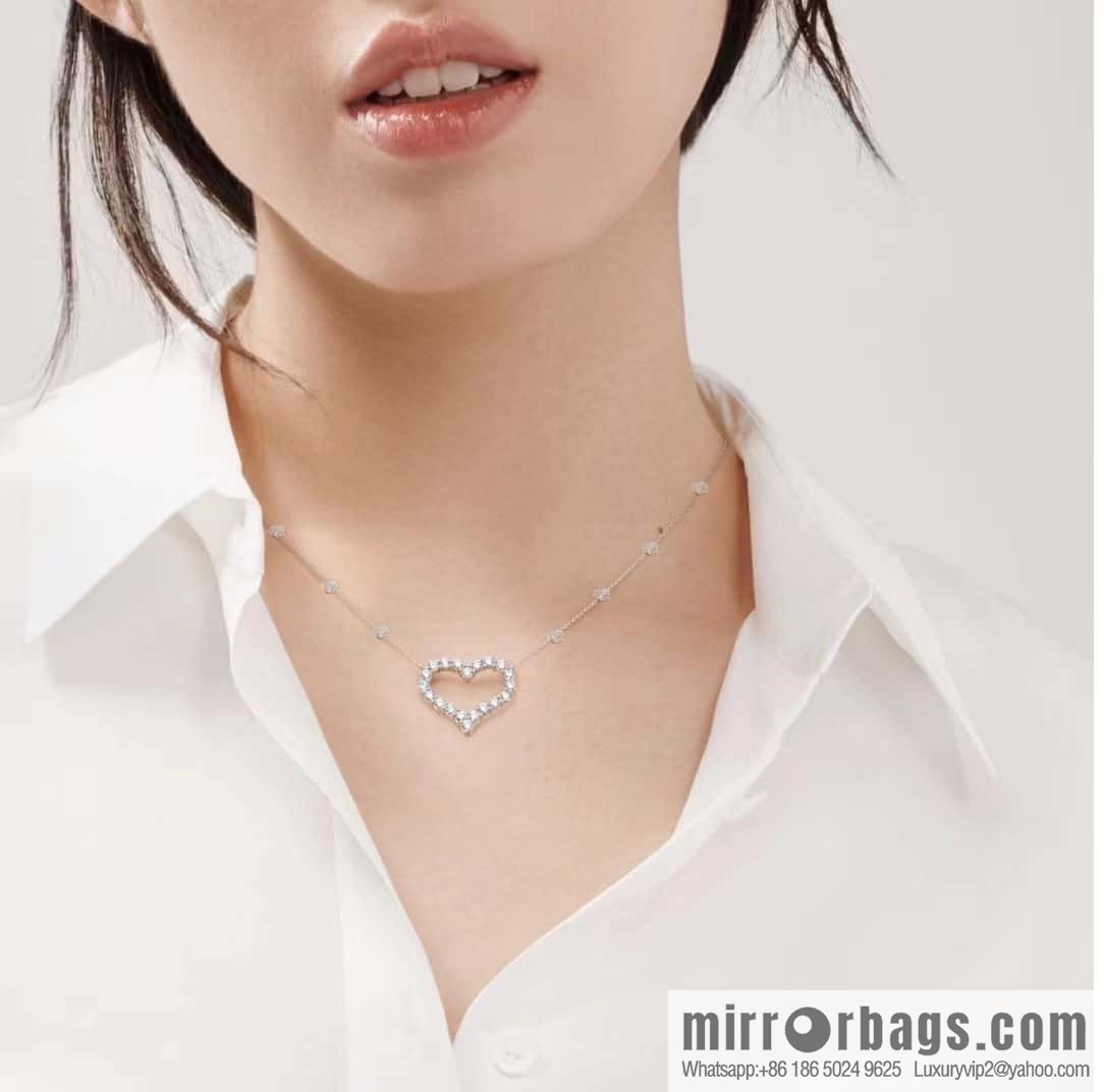 New ☑️ tiffany full diamond peach heart love necklace