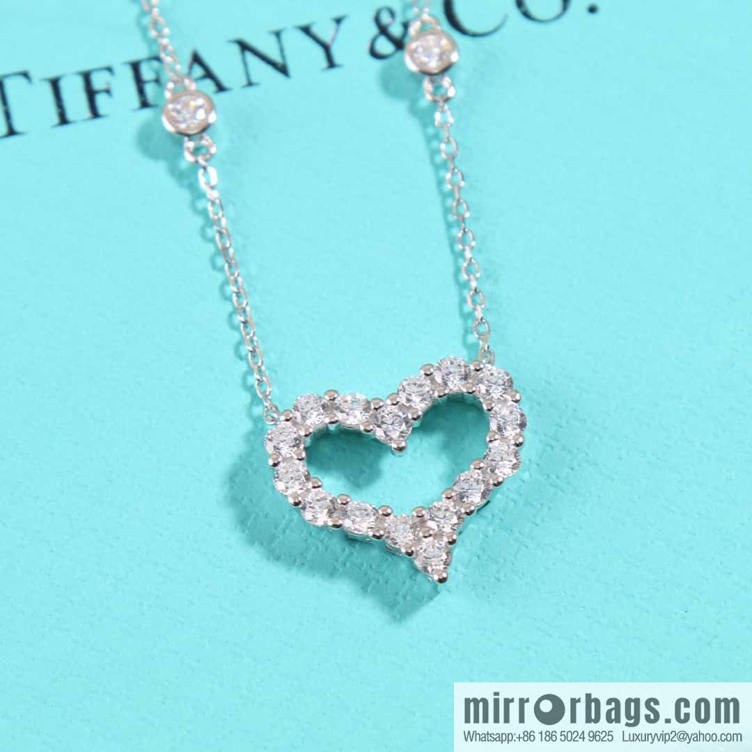 New ☑️ tiffany full diamond peach heart love necklace