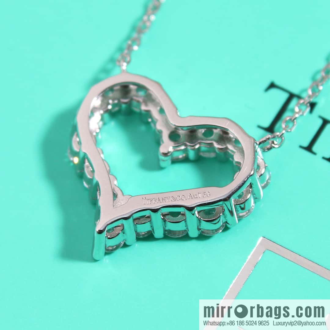 New ☑️ tiffany full diamond peach heart love necklace