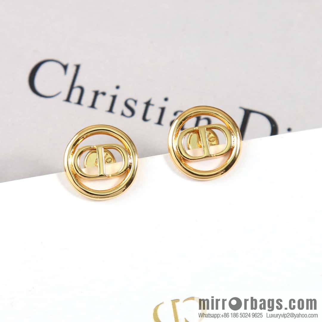 New ☑️ Dior gold round CD stud earrings