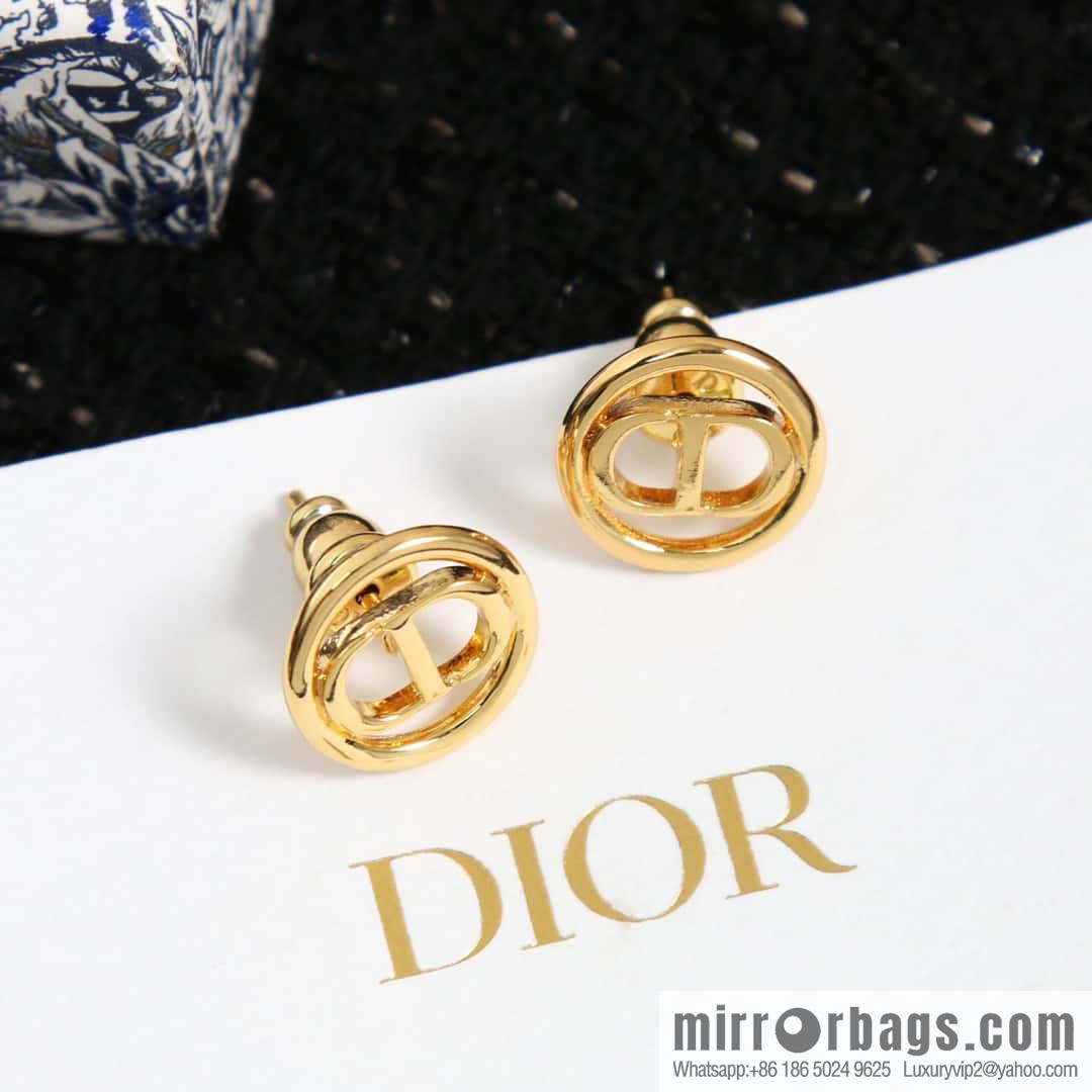 New ☑️ Dior gold round CD stud earrings