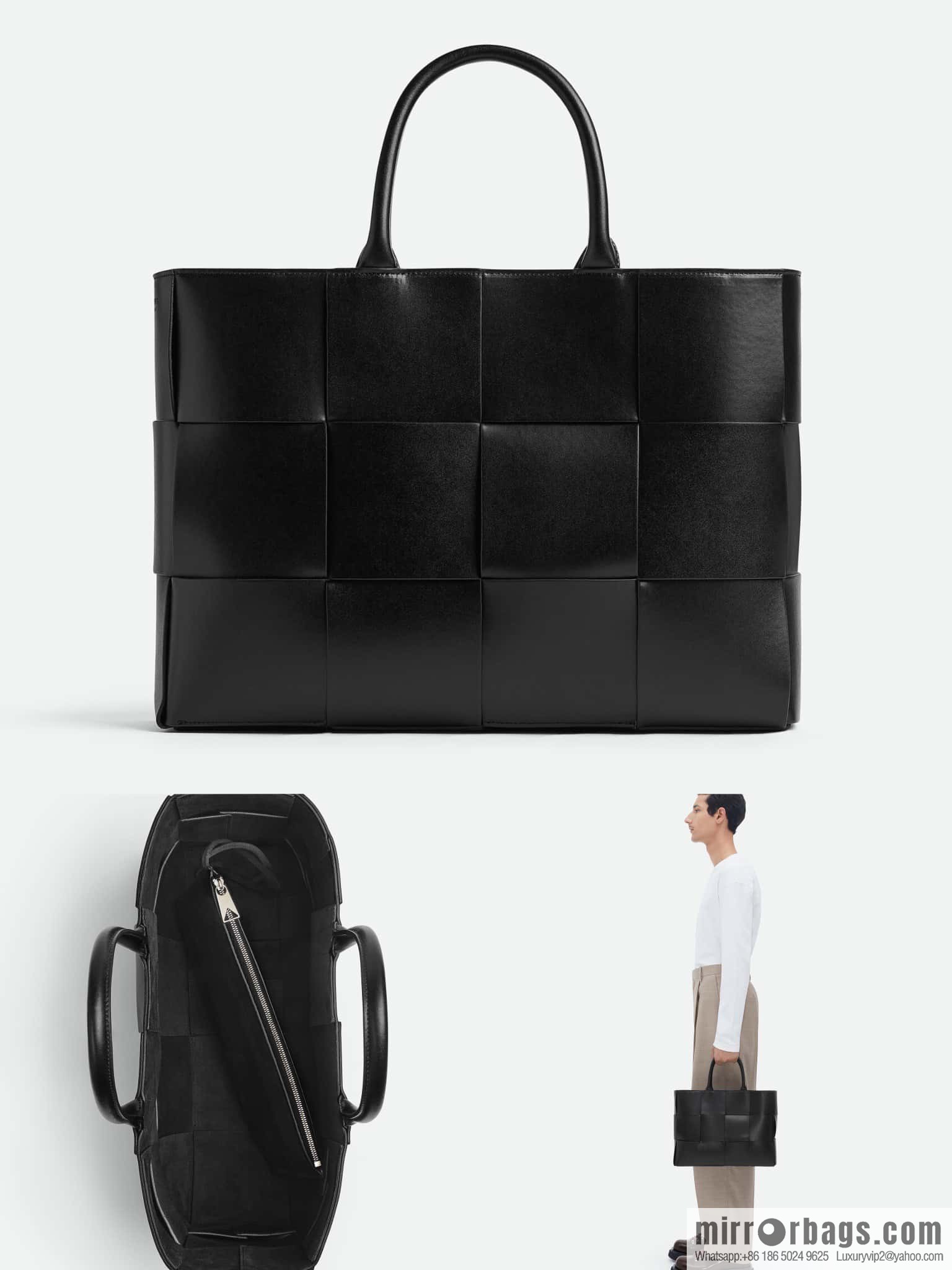 38Cm small four grid B home 2023 early spring new Arco Tote clutch bag model; 729244 Intreccio woven leather (fabric) tote handbag