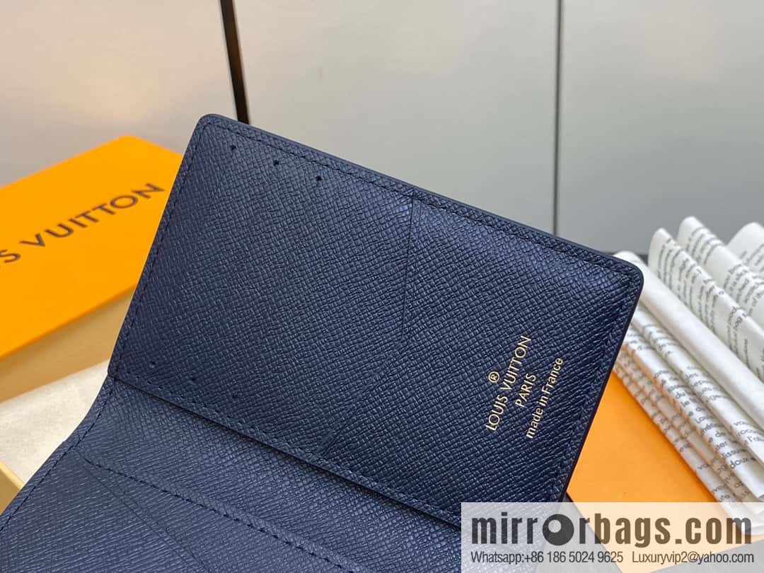 [Premium‑quality] M82828 blue, flame card holder wallet series, pocket wallet patchwork