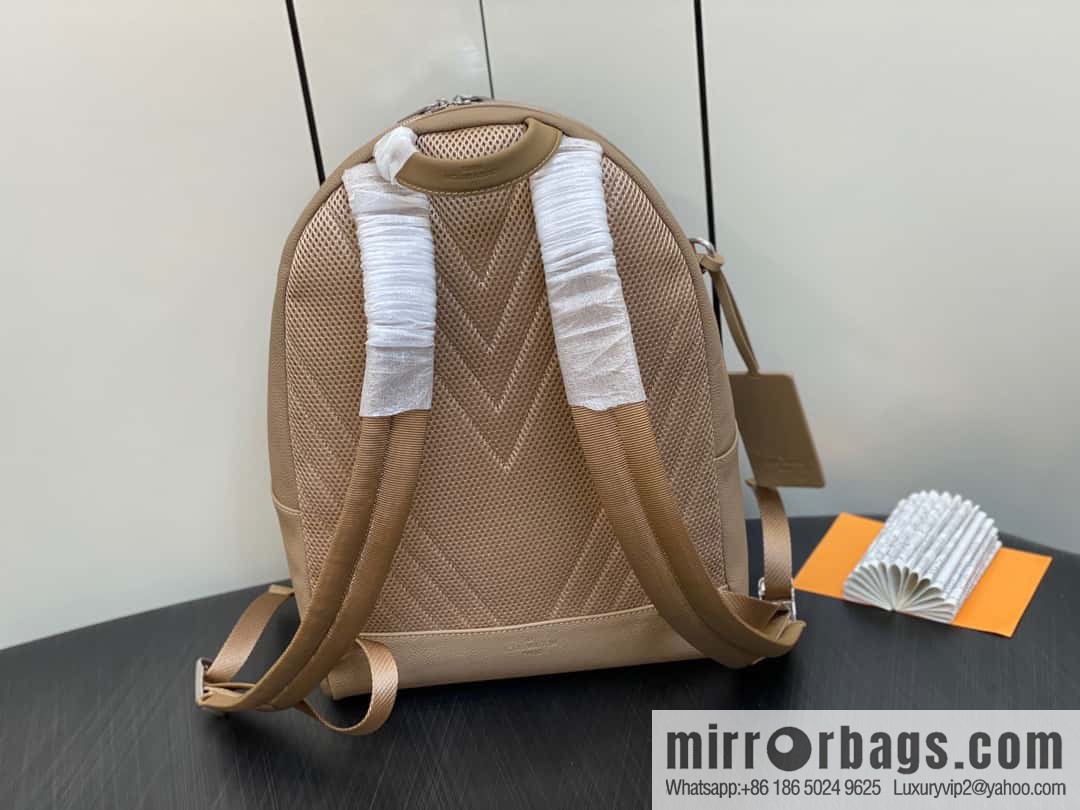 [Premium‑quality] M23708 apricot, full leather backpack series TAKEOFF backpack LV NEW BACKPACK backpack