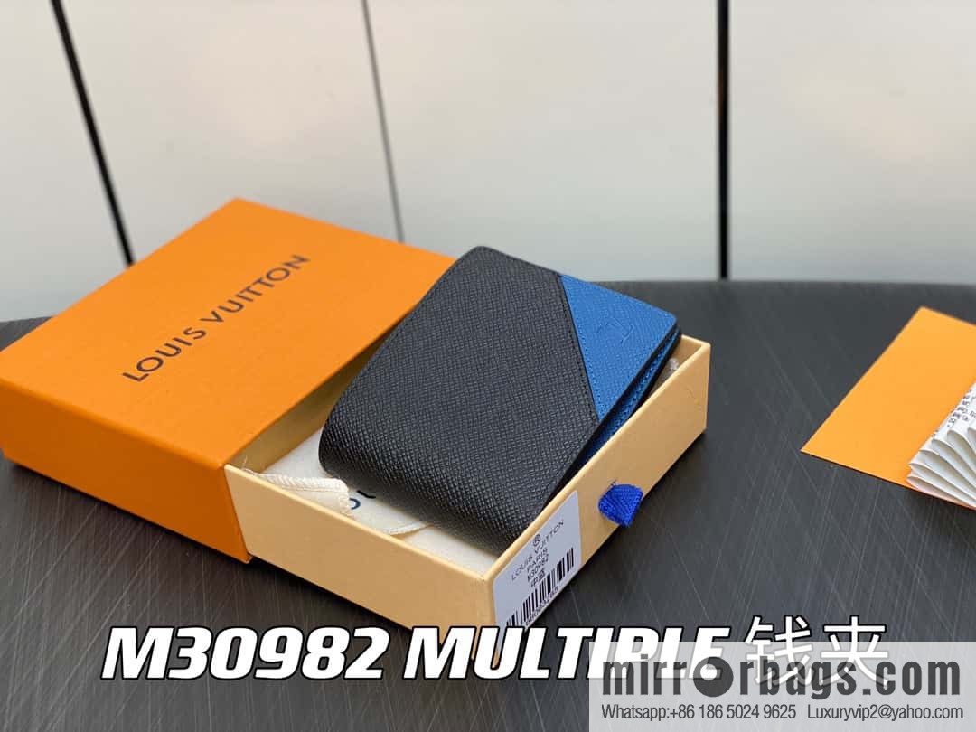 [Boutique‑grade] M30982 medium blue, full leather suit wallet series MULTIPLE wallet