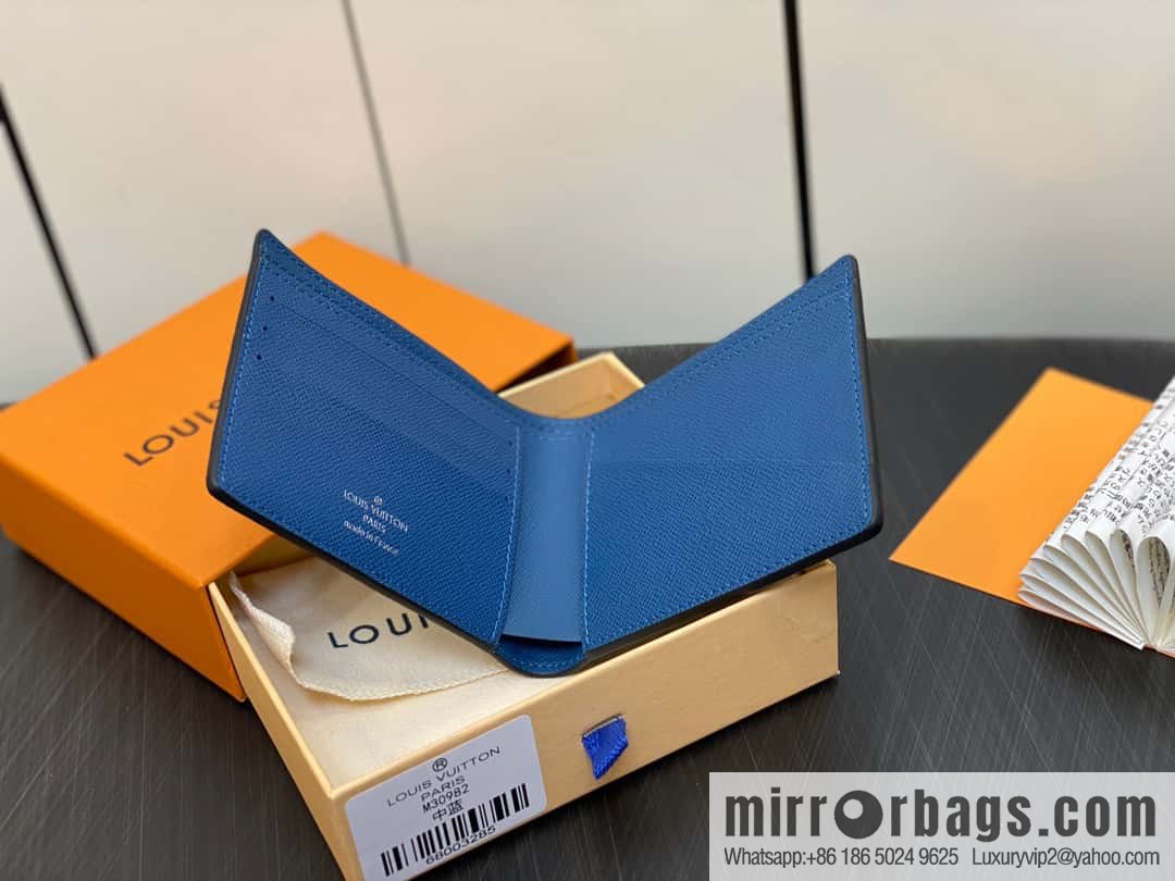 [Boutique‑grade] M30982 medium blue, full leather suit wallet series MULTIPLE wallet