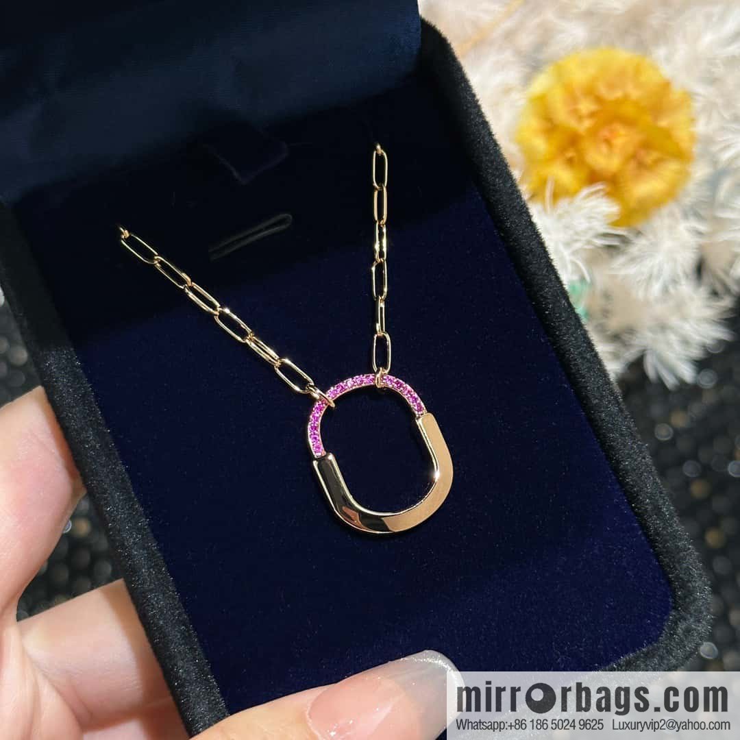 ☀️Tiffany Lock Pink Half Diamond Lock Head Necklace ☀️