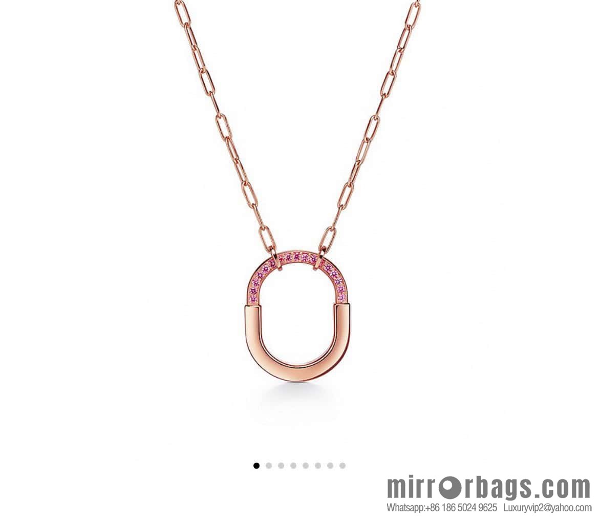 ☀️Tiffany Lock Pink Half Diamond Lock Head Necklace ☀️