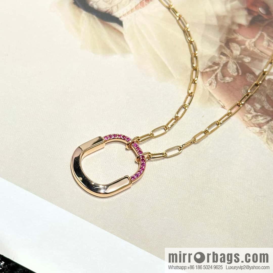 ☀️Tiffany Lock Pink Half Diamond Lock Head Necklace ☀️