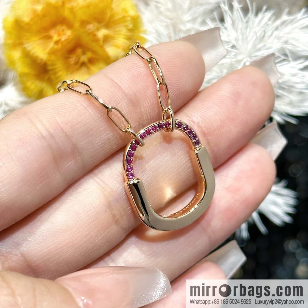 ☀️Tiffany Lock Pink Half Diamond Lock Head Necklace ☀️