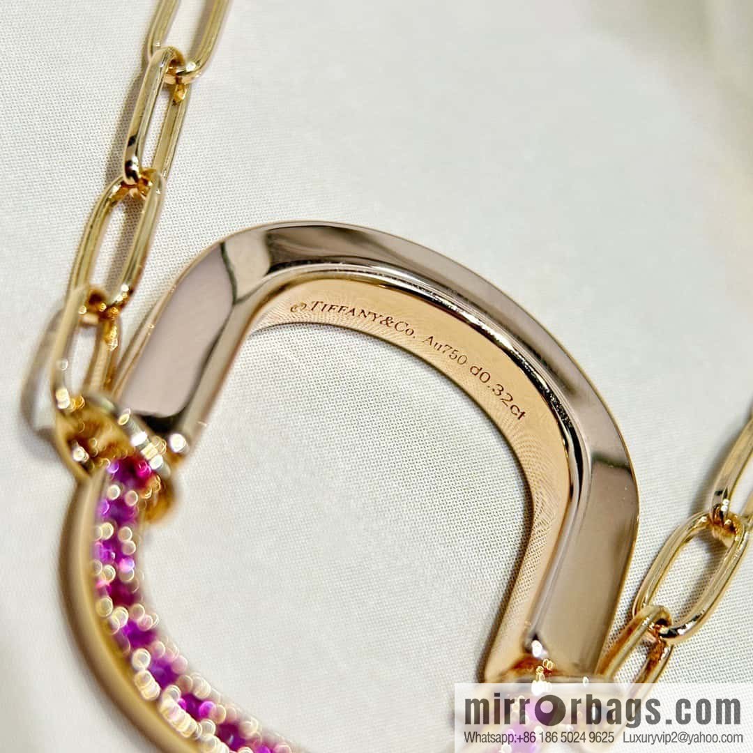 ☀️Tiffany Lock Pink Half Diamond Lock Head Necklace ☀️