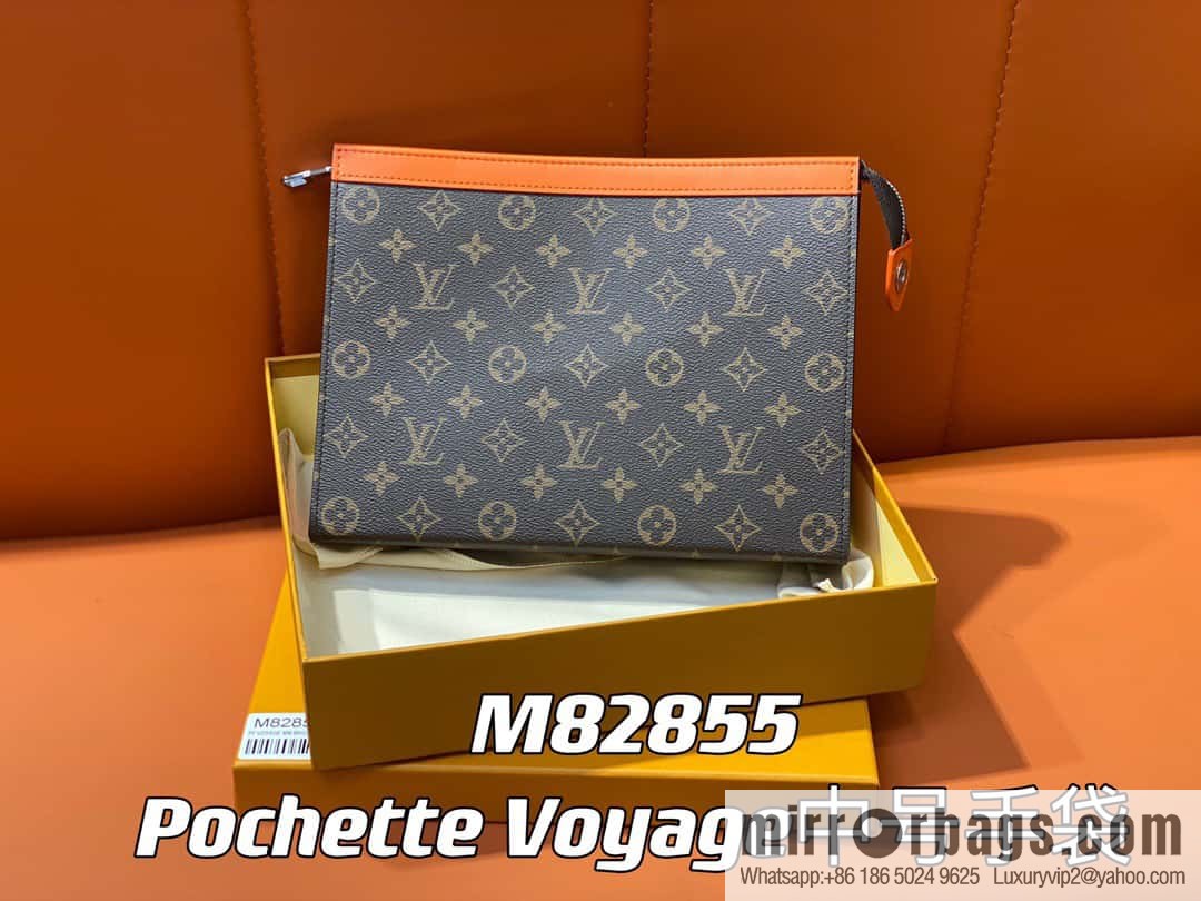 [Premium‑quality] M61692 monogram orange M82855 clutch bag series Pochette Voyage medium handbag