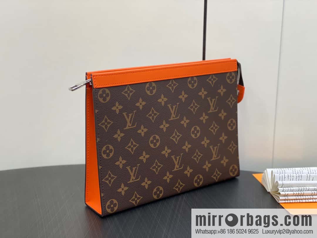 [Premium‑quality] M61692 monogram orange M82855 clutch bag series Pochette Voyage medium handbag