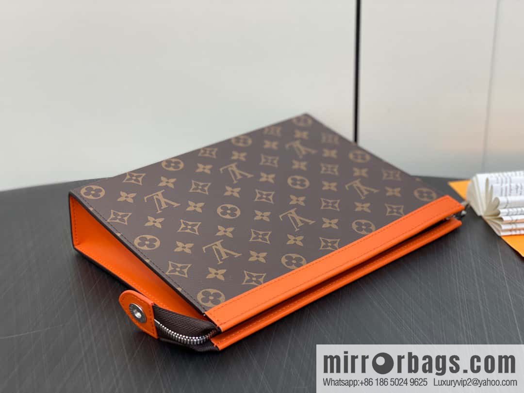 [Premium‑quality] M61692 monogram orange M82855 clutch bag series Pochette Voyage medium handbag