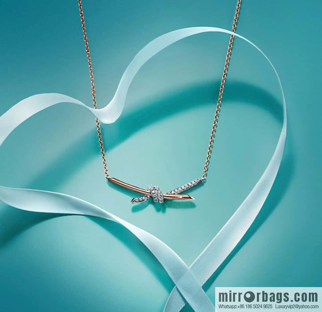 ❤️ TIFFANY & Co. Tiffany Knot Series Two-Color Gold Diamond Necklace