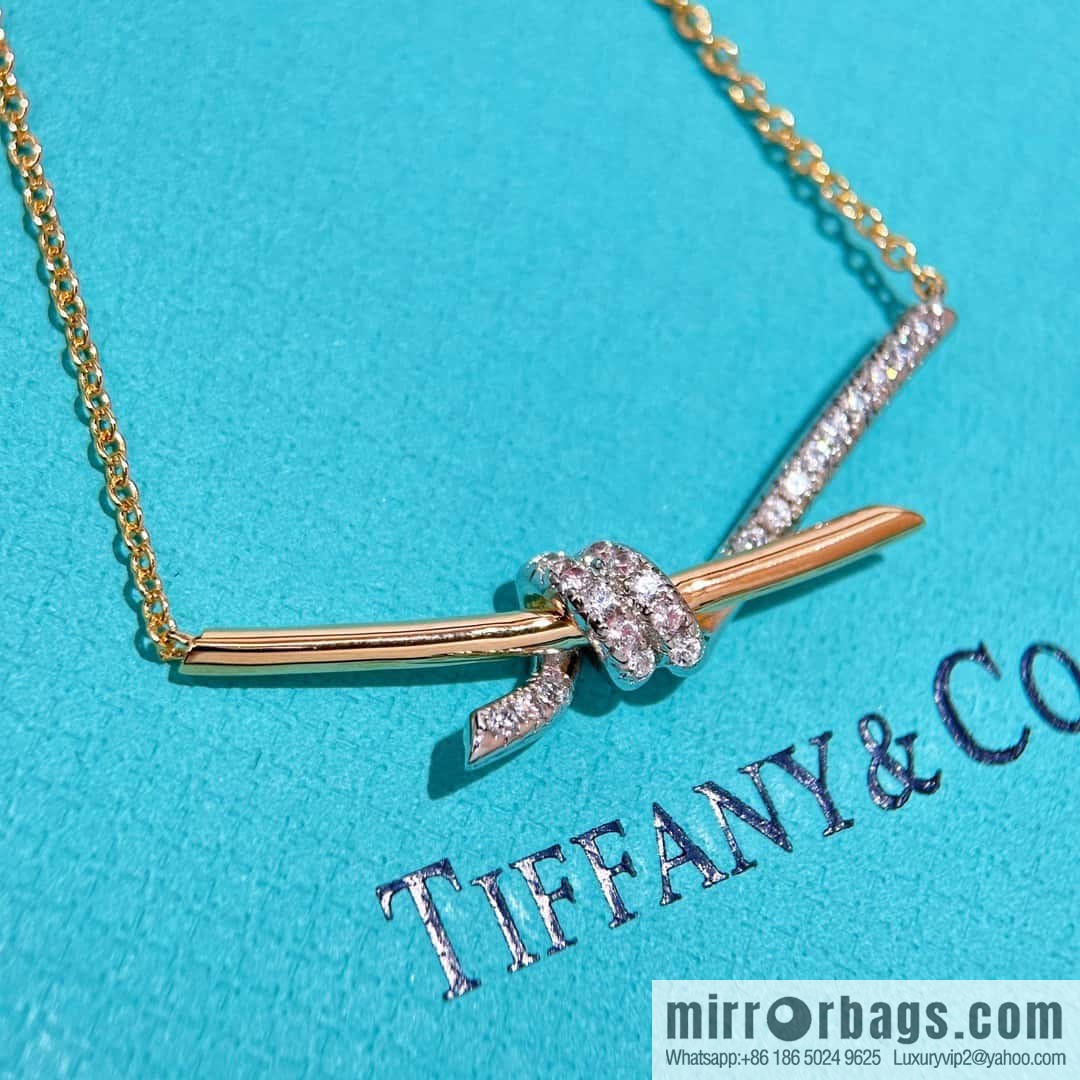 ❤️ TIFFANY & Co. Tiffany Knot Series Two-Color Gold Diamond Necklace