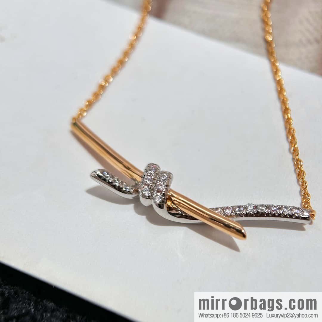 ❤️ TIFFANY & Co. Tiffany Knot Series Two-Color Gold Diamond Necklace