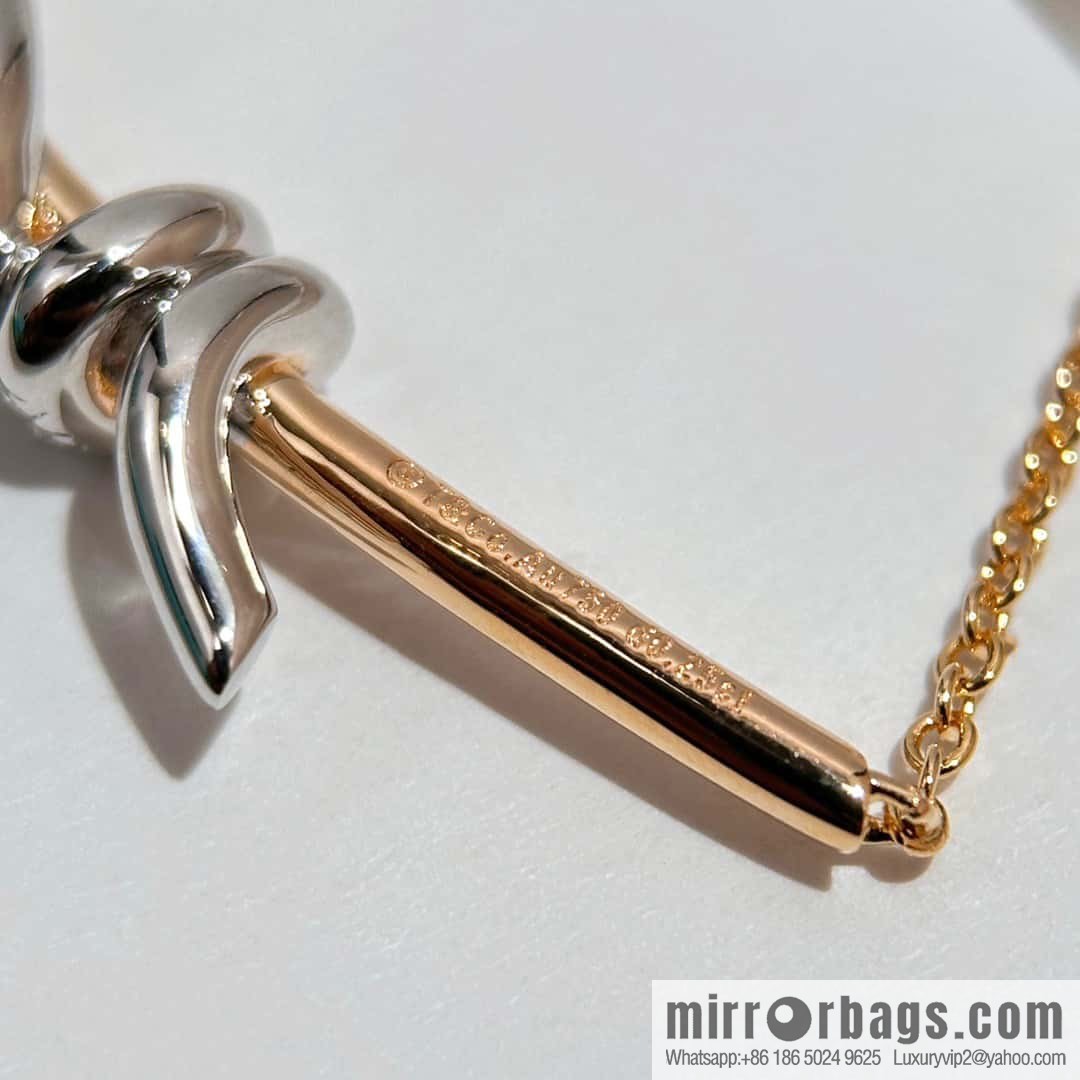 ❤️ TIFFANY & Co. Tiffany Knot Series Two-Color Gold Diamond Necklace