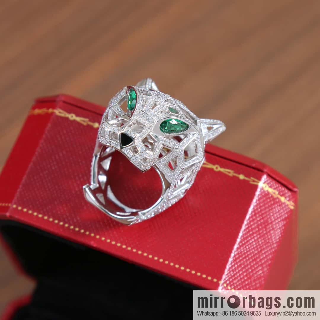 New ☑️ Cartier Cartier jungle series, hollow out full diamond tiger head ring