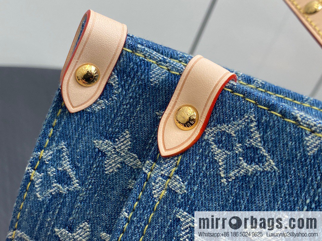[Boutique‑grade] M46871 blue denim, denim square bag series Onthego medium handbag
