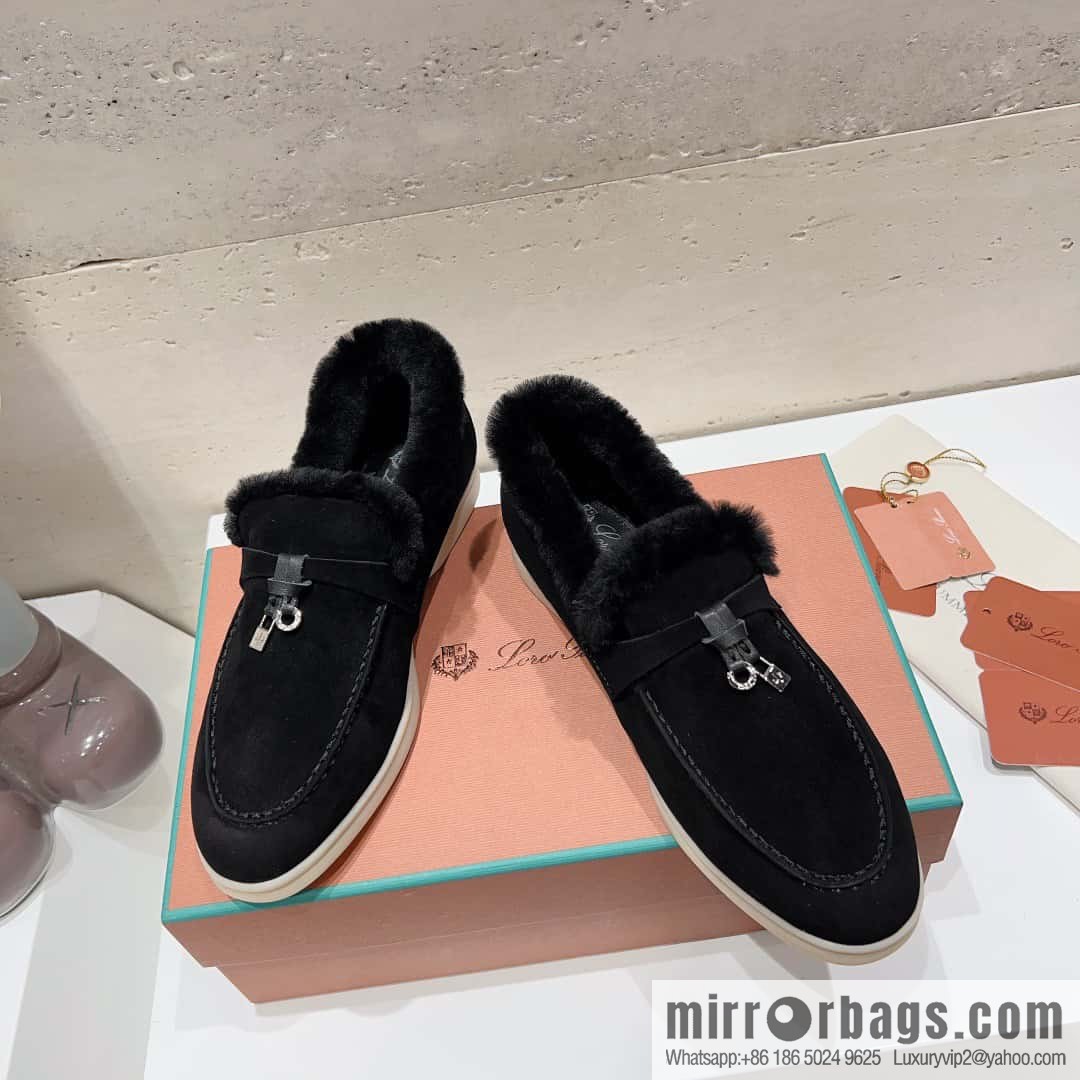 🐰🐰Loro Pian * Classic popular LP top version, British tassel flat-bottomed fluffy loafers