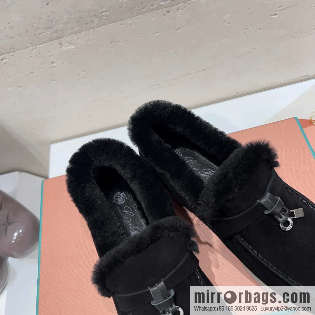 🐰🐰Loro Pian * Classic popular LP top version, British tassel flat-bottomed fluffy loafers