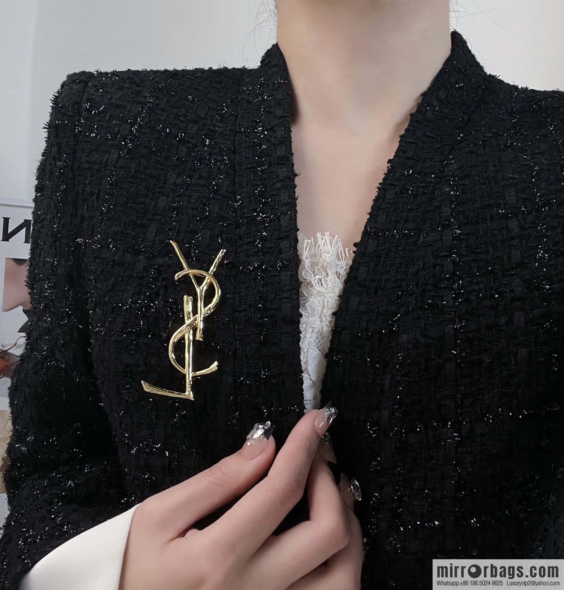 Saint Laurent Gold YSL Brooch