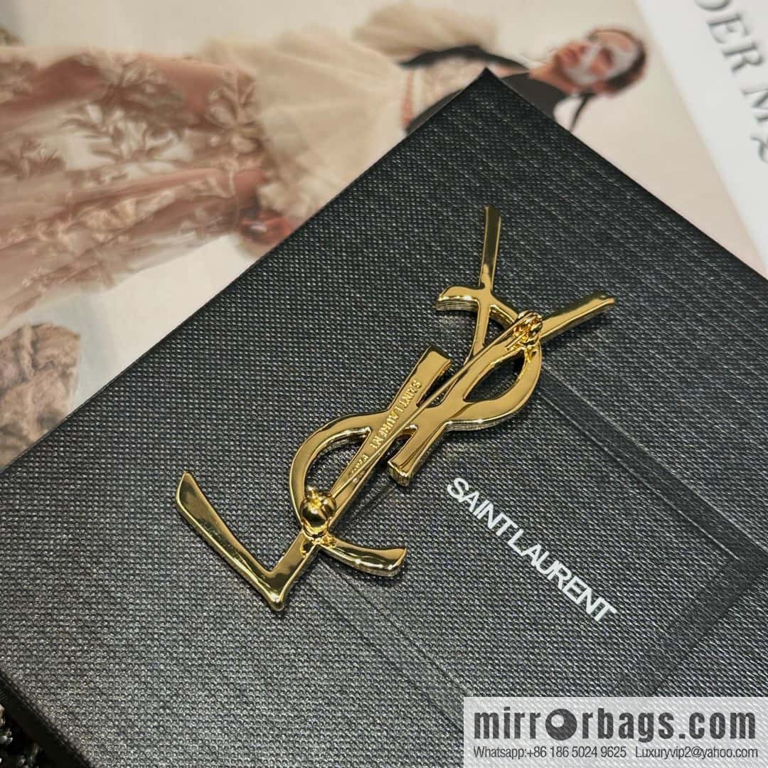 Saint Laurent Gold YSL Brooch