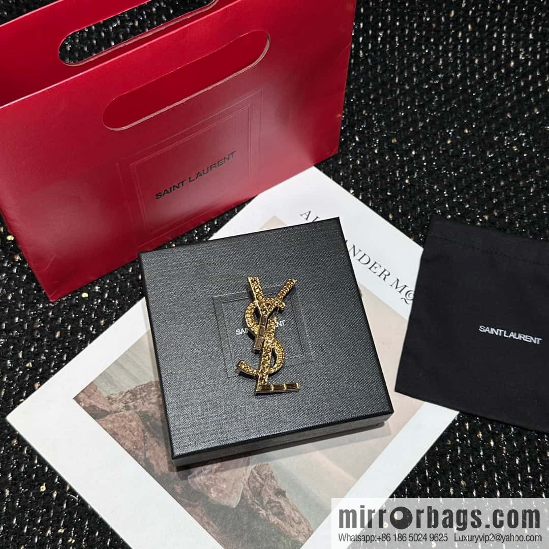 Saint Laurent Gold YSL Brooch