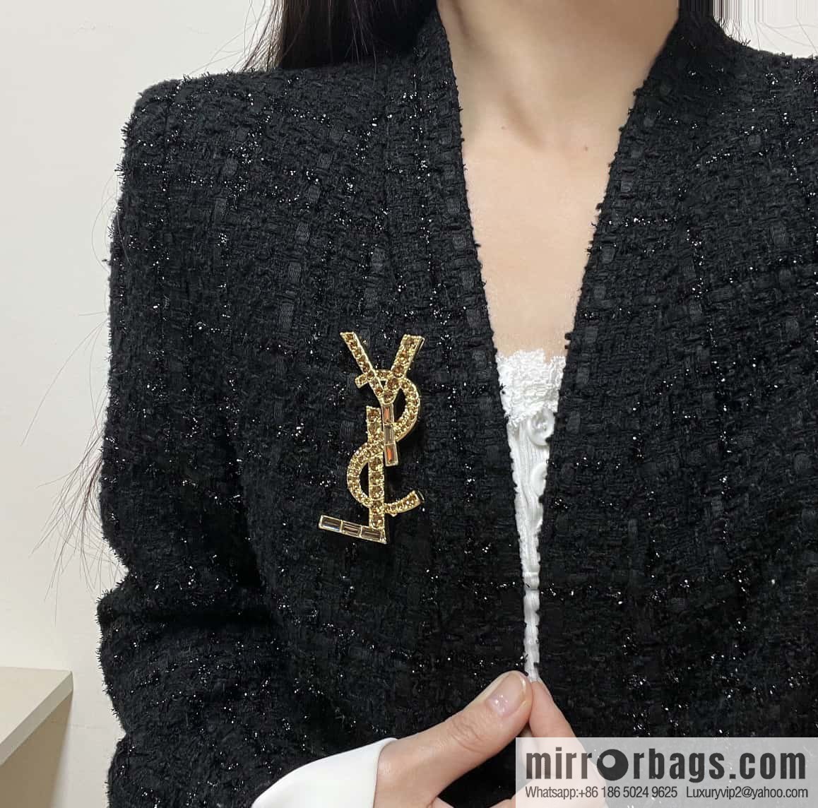 Saint Laurent Gold YSL Brooch