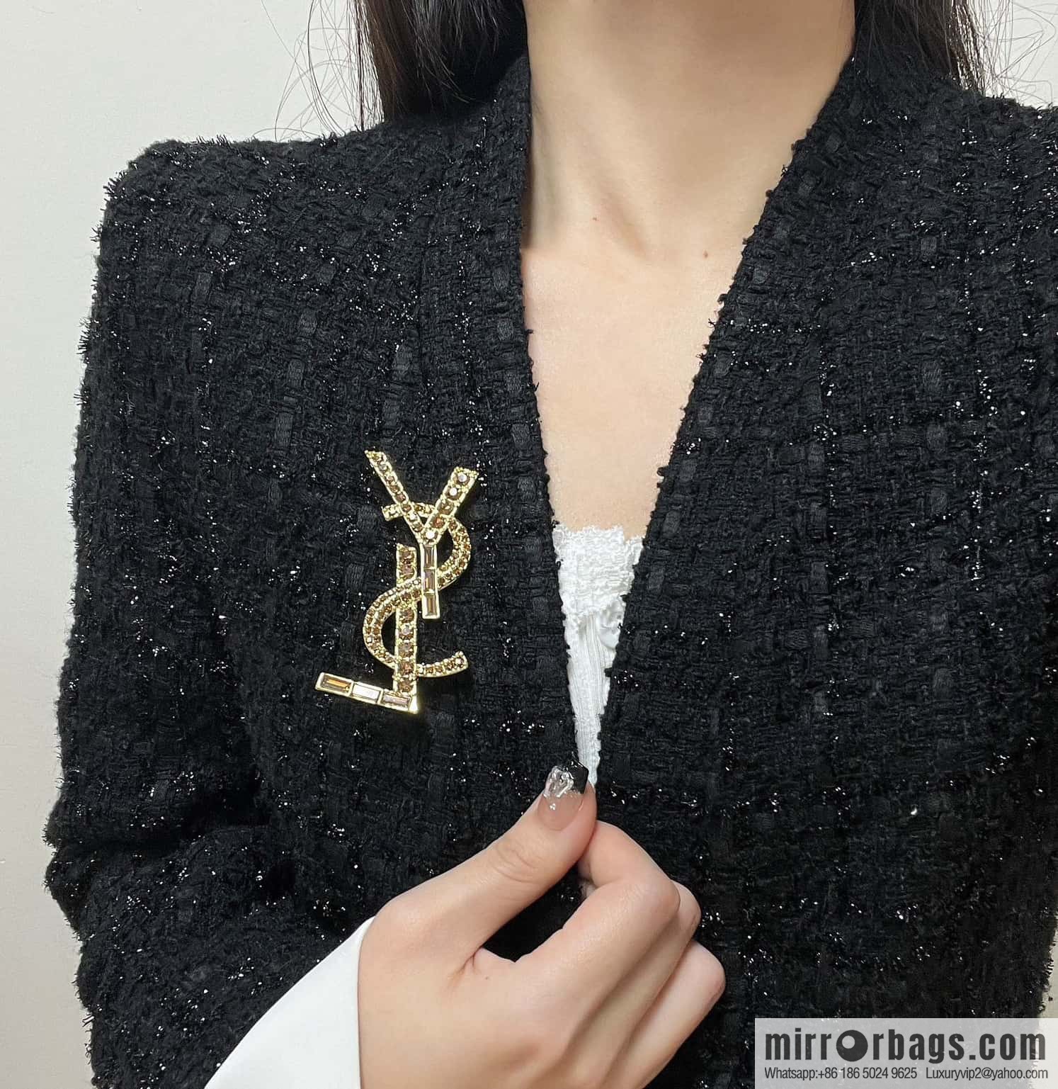 Saint Laurent Gold YSL Brooch