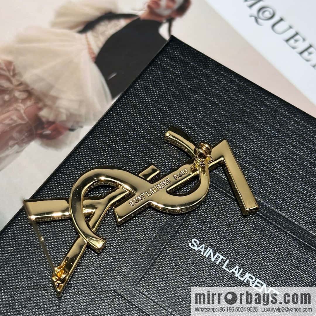 Saint Laurent Gold YSL Brooch
