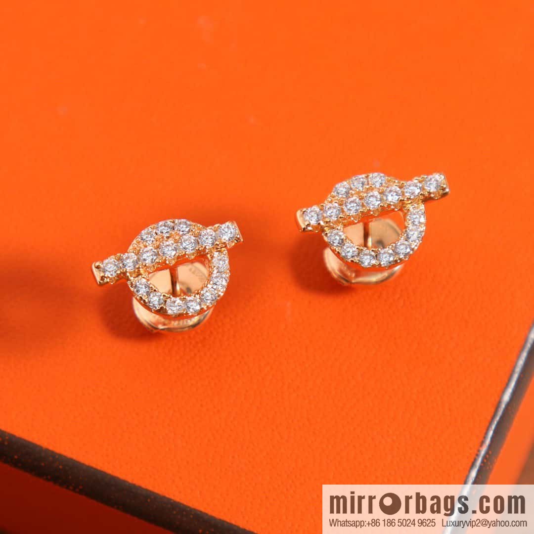New, Hermès HERMES full diamond OT stud earrings, necklaces.
