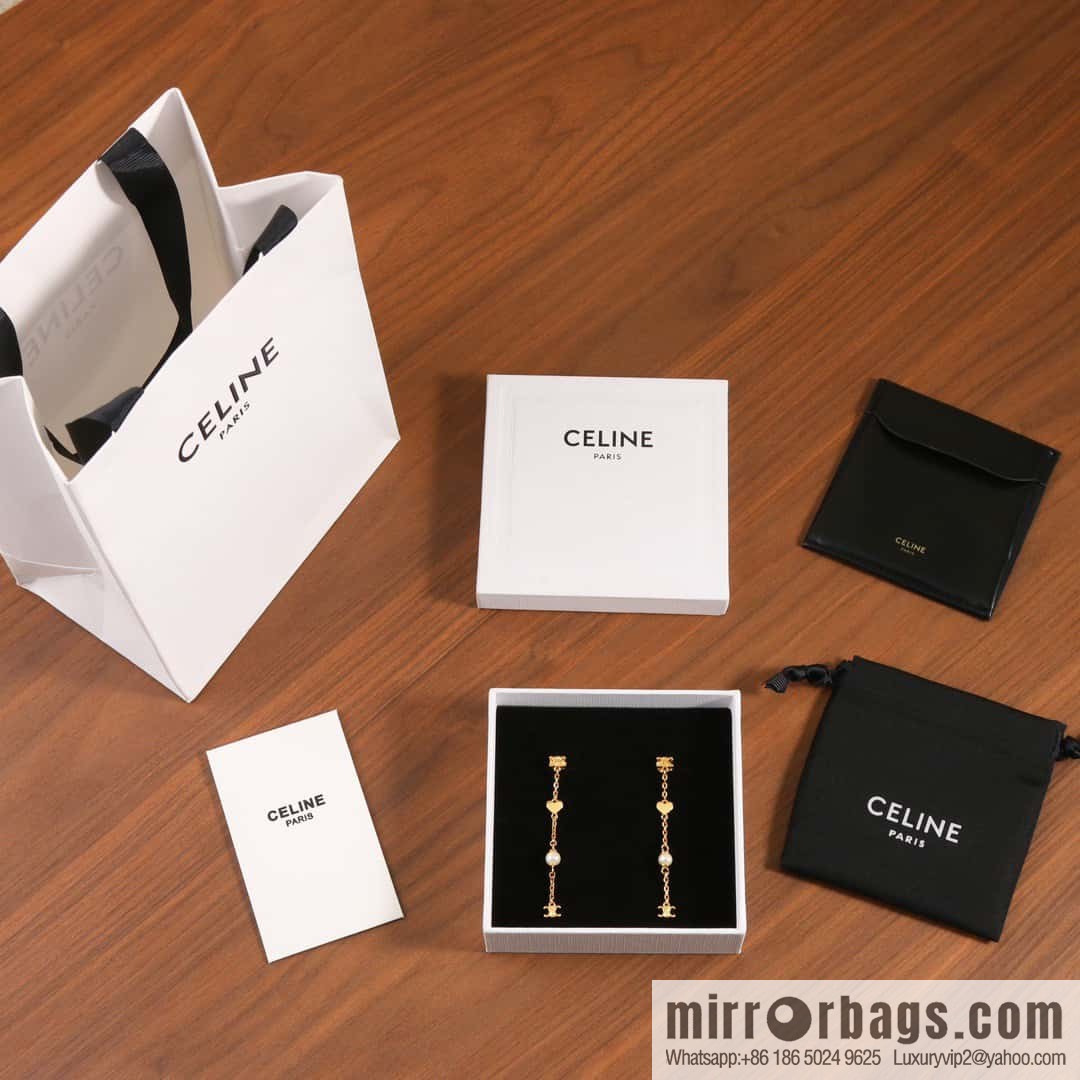 ❗️New ❗️ ☀️ New ☑️ Celine Celine Arc de Triomphe peach heart love pearl stud earrings