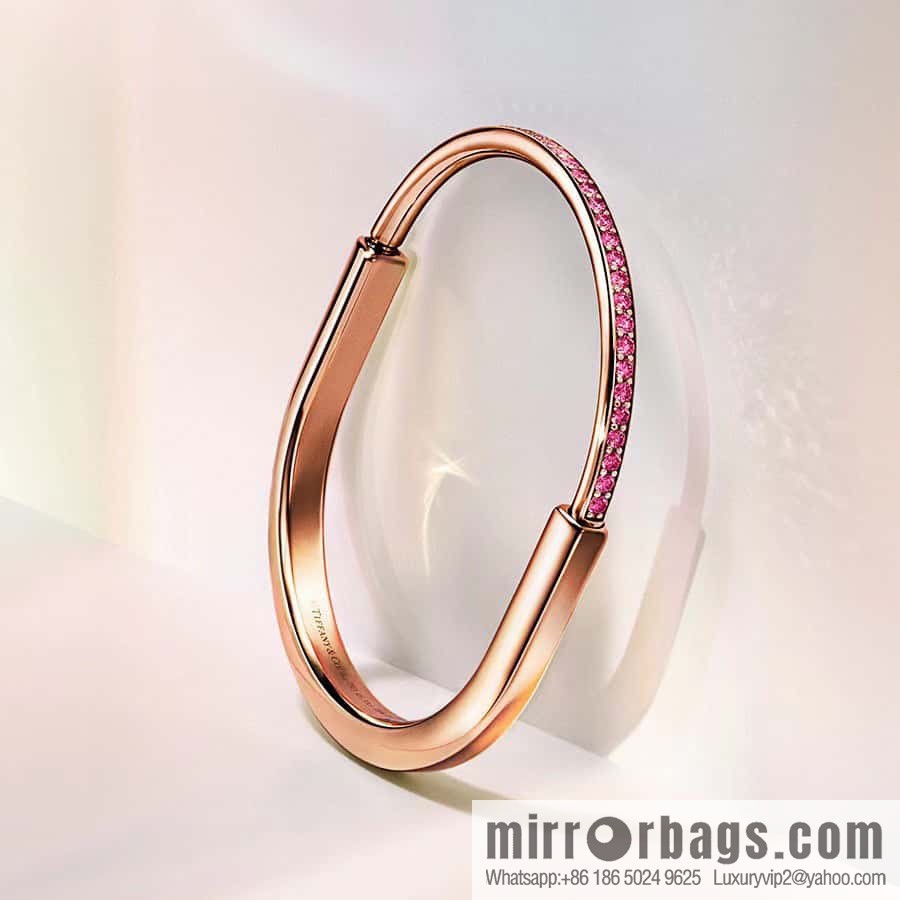 ☀️Tiffany Lock Pink Diamond Half Diamond Lock Head Bracelet Bracelet ☀️