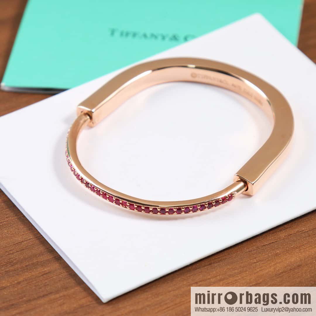 ☀️Tiffany Lock Pink Diamond Half Diamond Lock Head Bracelet Bracelet ☀️