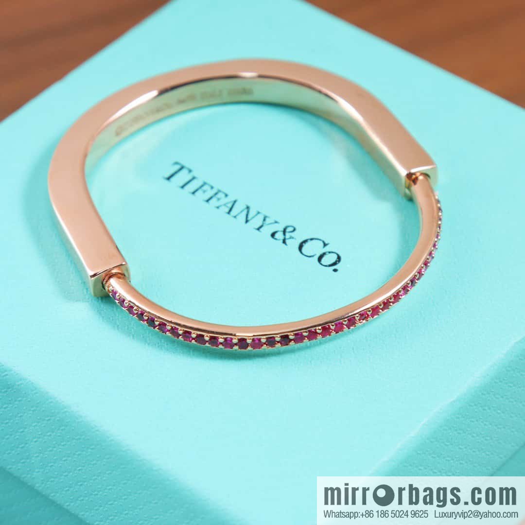 ☀️Tiffany Lock Pink Diamond Half Diamond Lock Head Bracelet Bracelet ☀️