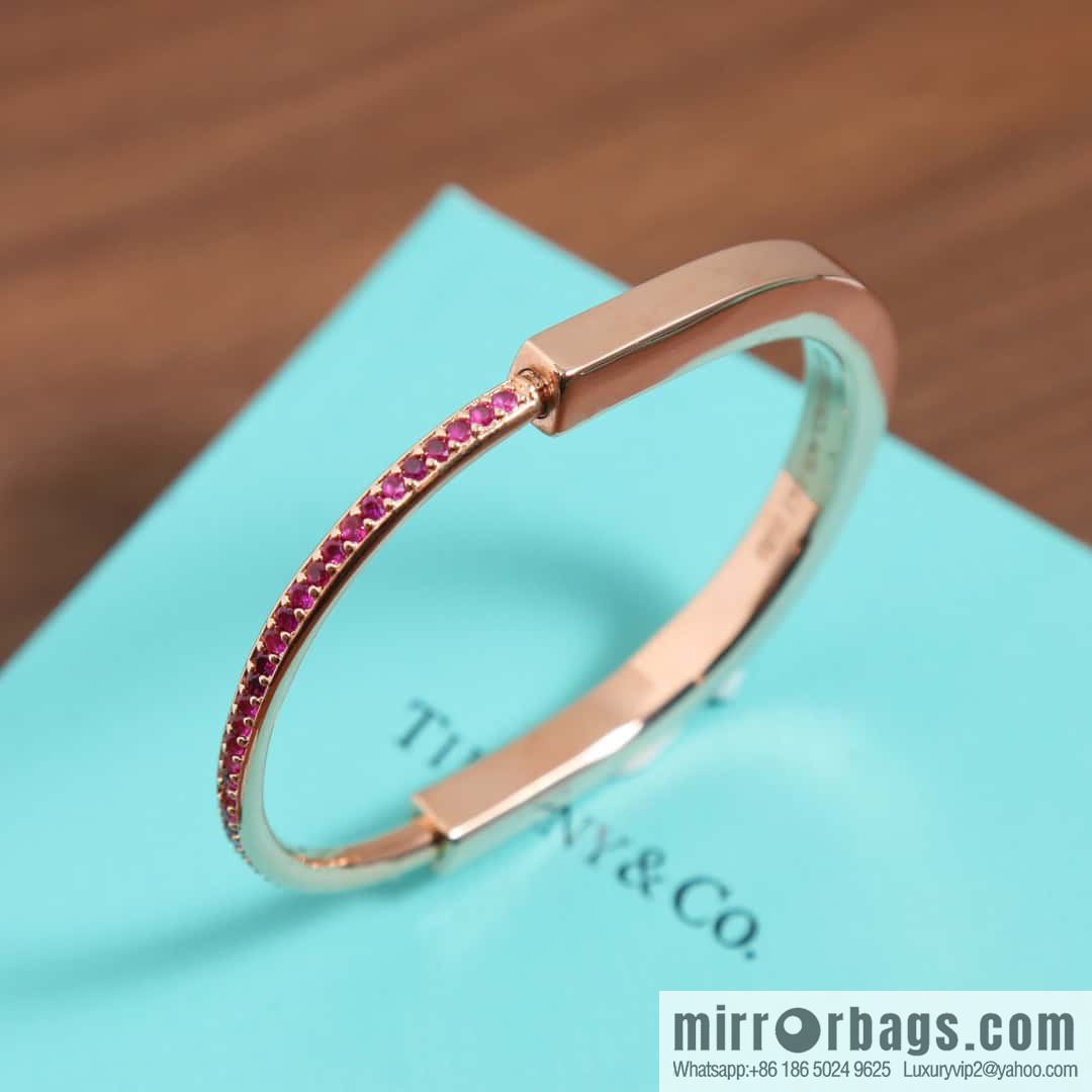 ☀️Tiffany Lock Pink Diamond Half Diamond Lock Head Bracelet Bracelet ☀️