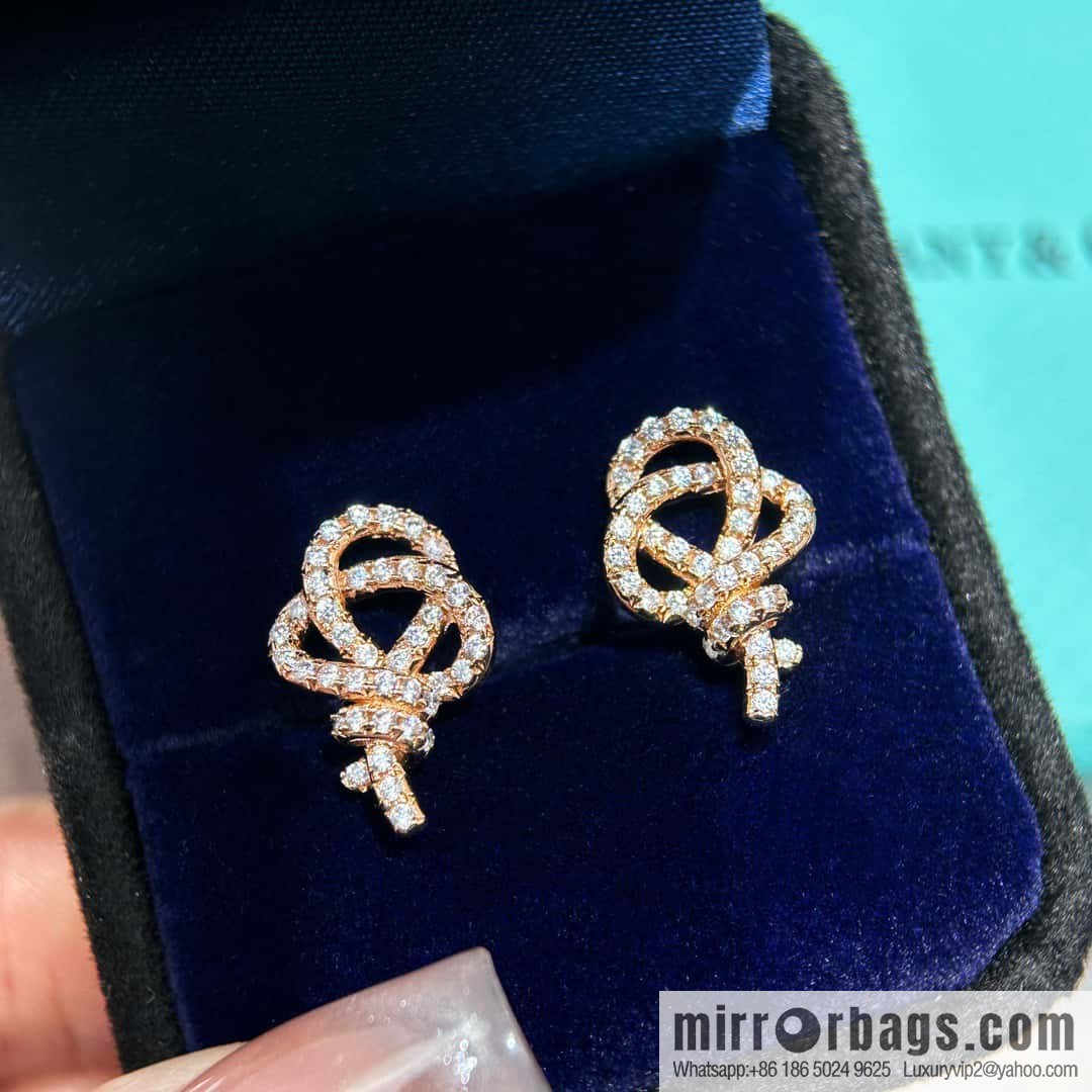❗️New ❗️ New ☑️ TIFFANY & Co. Woven full diamond key stud earrings