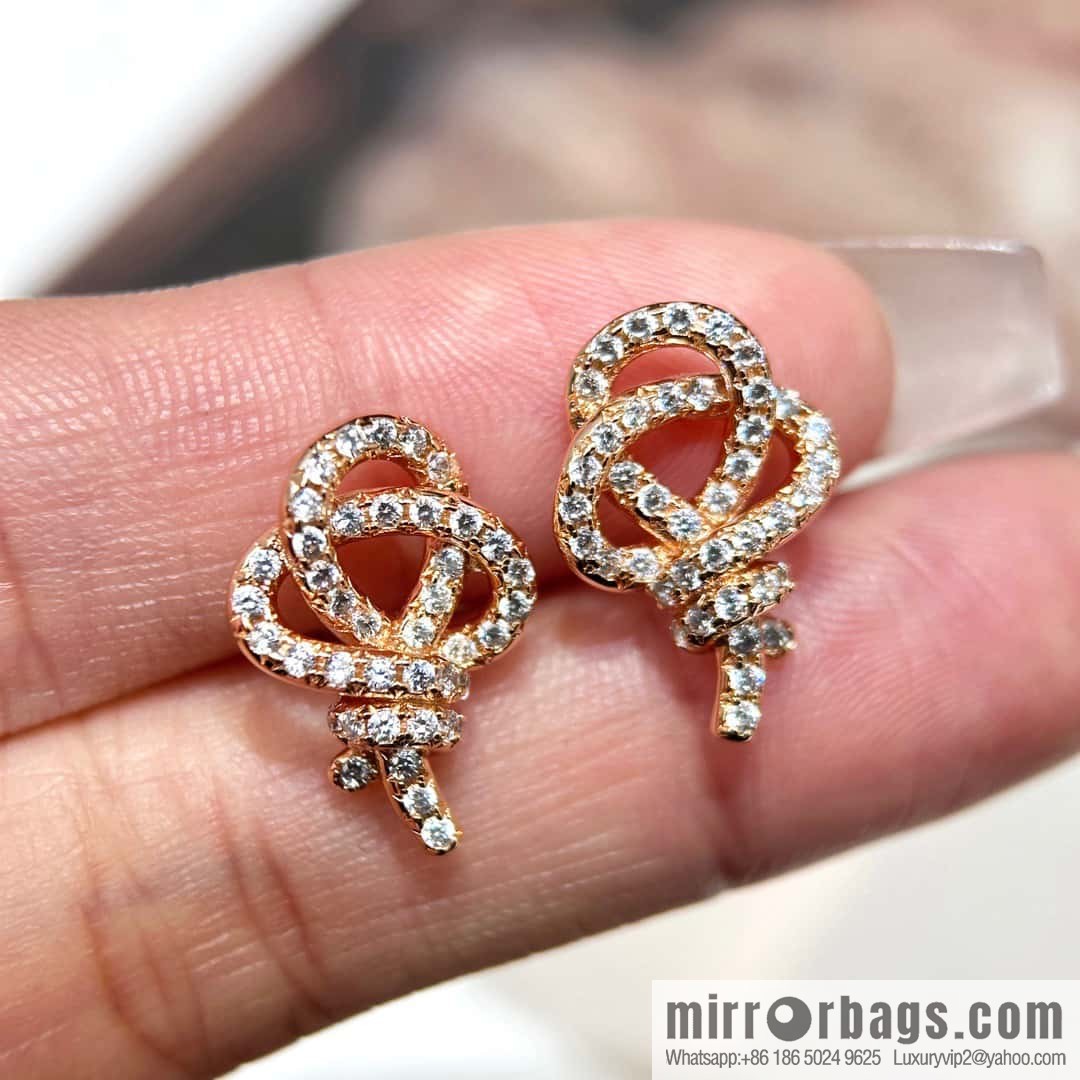 ❗️New ❗️ New ☑️ TIFFANY & Co. Woven full diamond key stud earrings