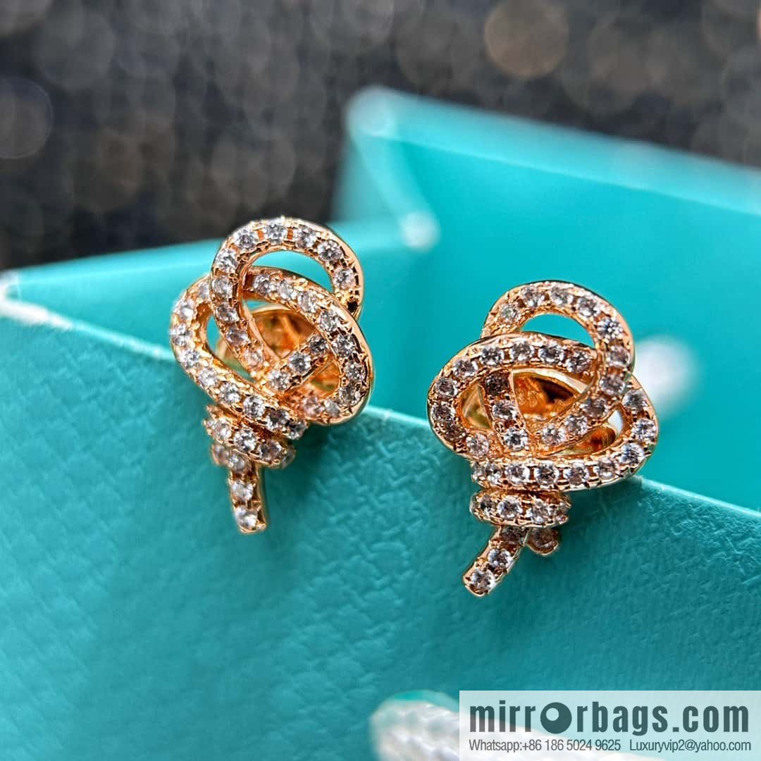❗️New ❗️ New ☑️ TIFFANY & Co. Woven full diamond key stud earrings