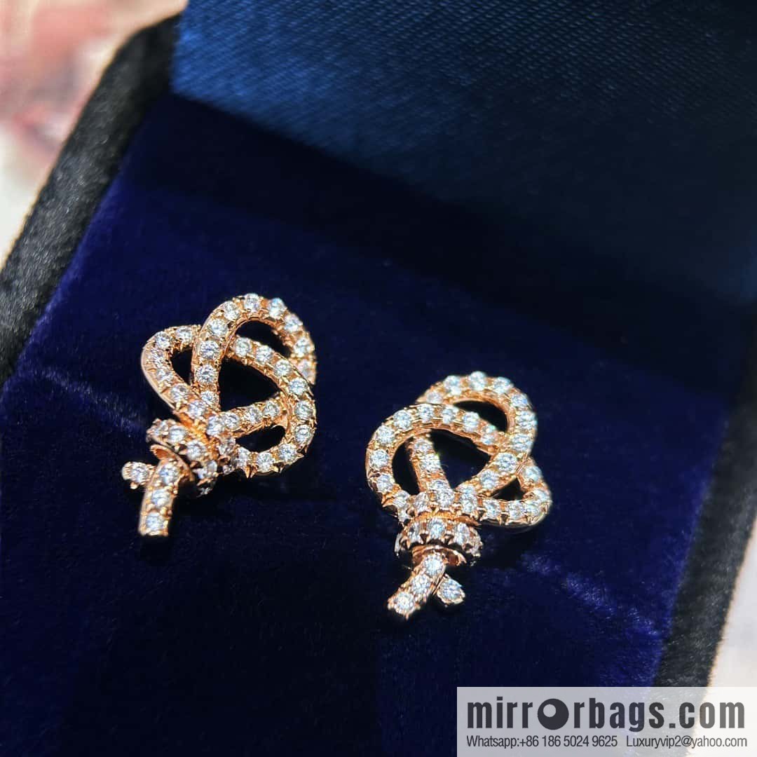 ❗️New ❗️ New ☑️ TIFFANY & Co. Woven full diamond key stud earrings