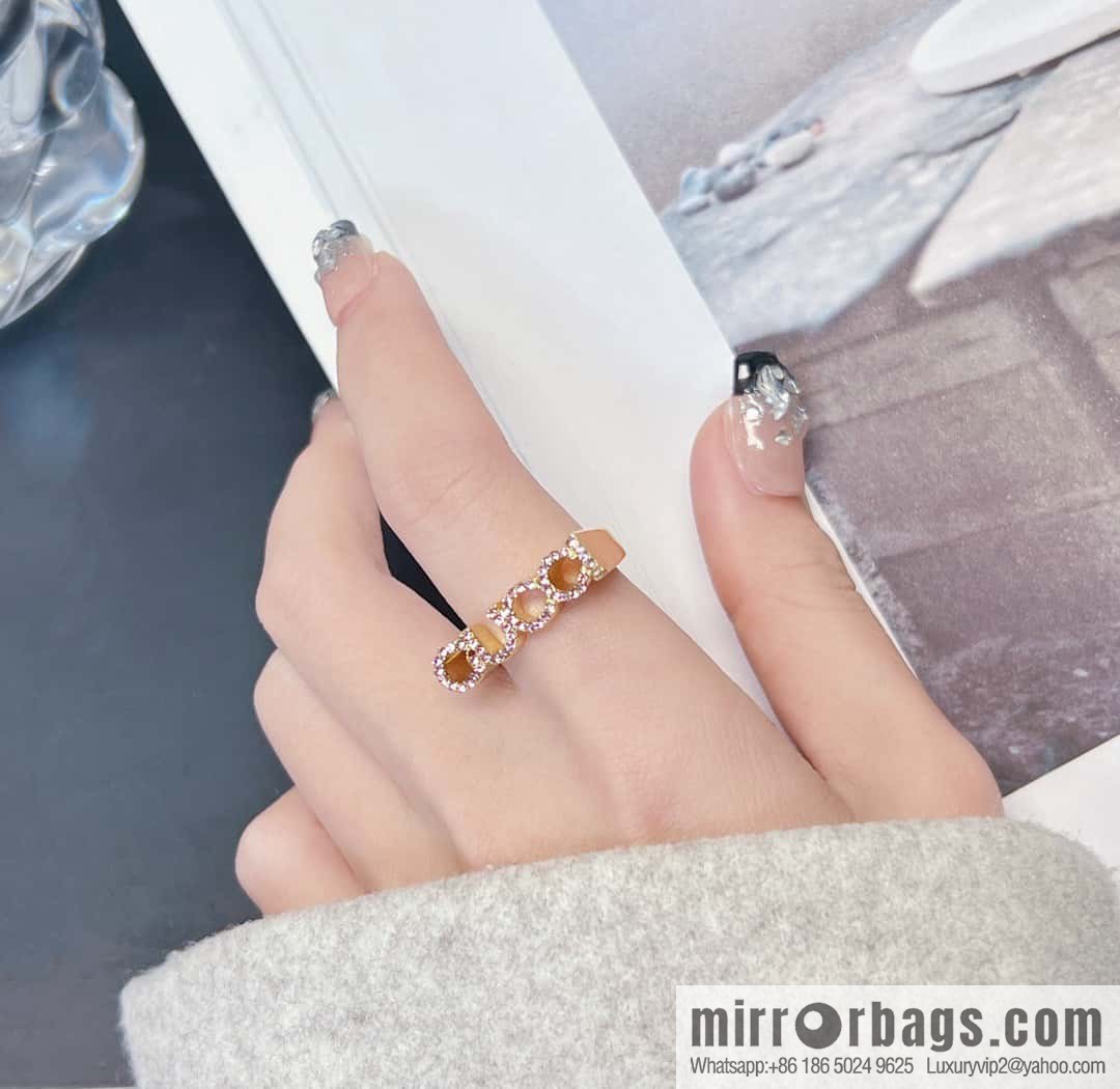 ❗️New ❗️ ☀ original order ☀ new Gucci Gucci full diamond pink diamond letter ring ☀