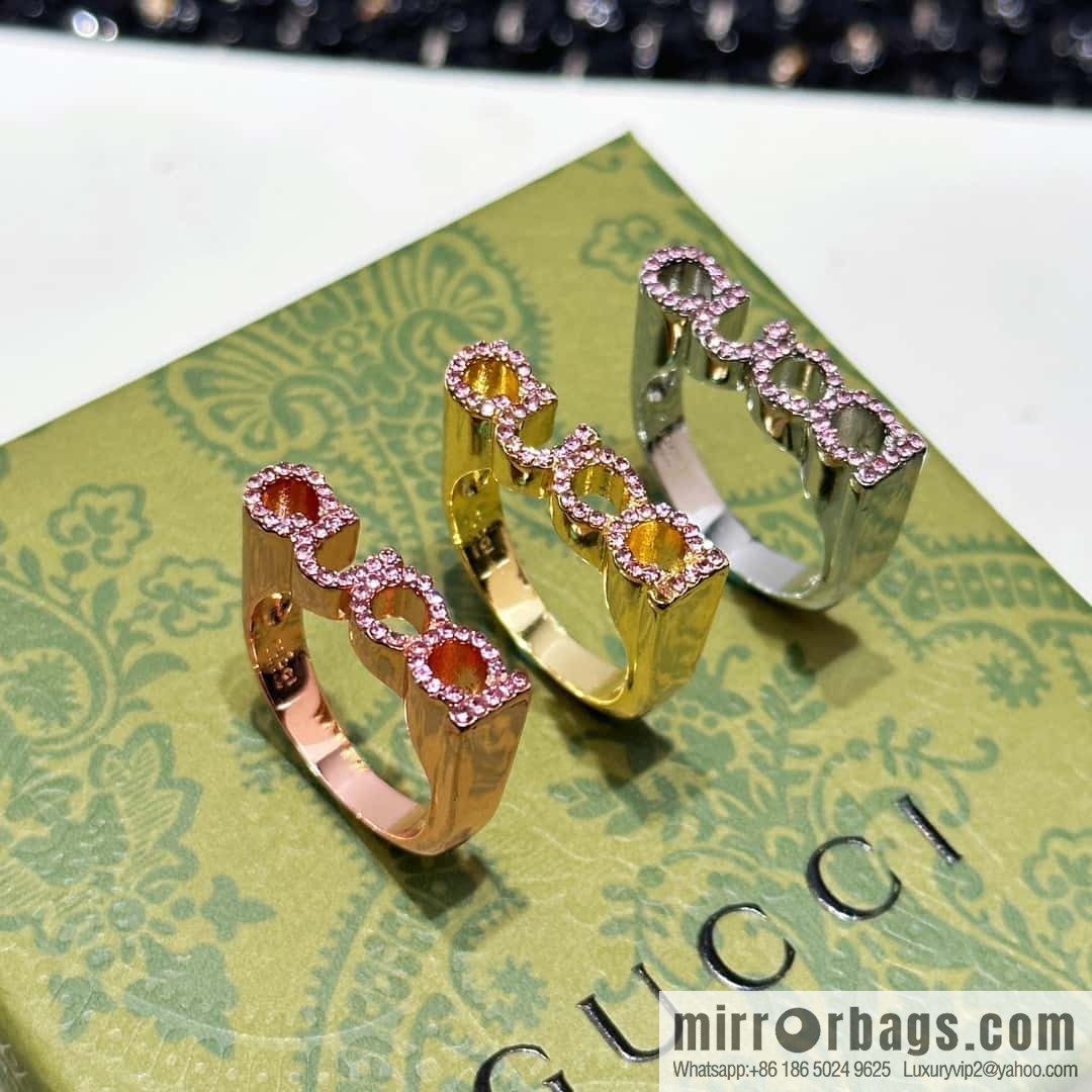 ❗️New ❗️ ☀ original order ☀ new Gucci Gucci full diamond pink diamond letter ring ☀