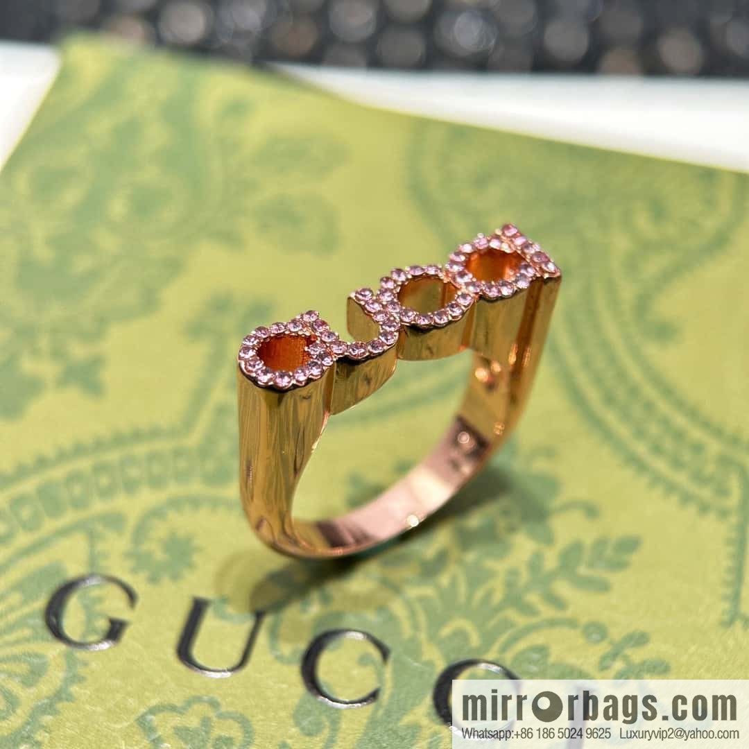 ❗️New ❗️ ☀ original order ☀ new Gucci Gucci full diamond pink diamond letter ring ☀