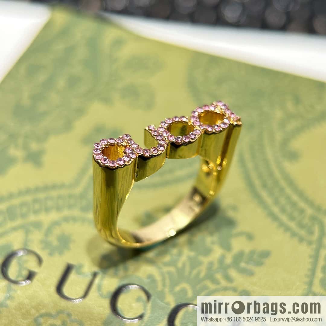 ❗️New ❗️ ☀ original order ☀ new Gucci Gucci full diamond pink diamond letter ring ☀