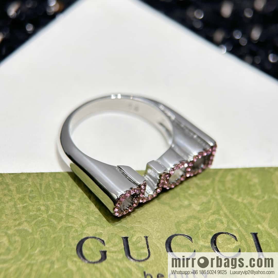 ❗️New ❗️ ☀ original order ☀ new Gucci Gucci full diamond pink diamond letter ring ☀