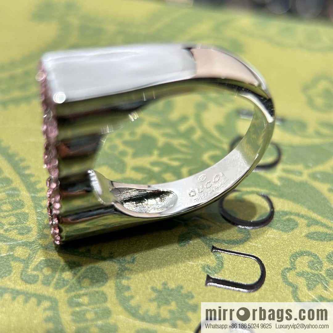 ❗️New ❗️ ☀ original order ☀ new Gucci Gucci full diamond pink diamond letter ring ☀