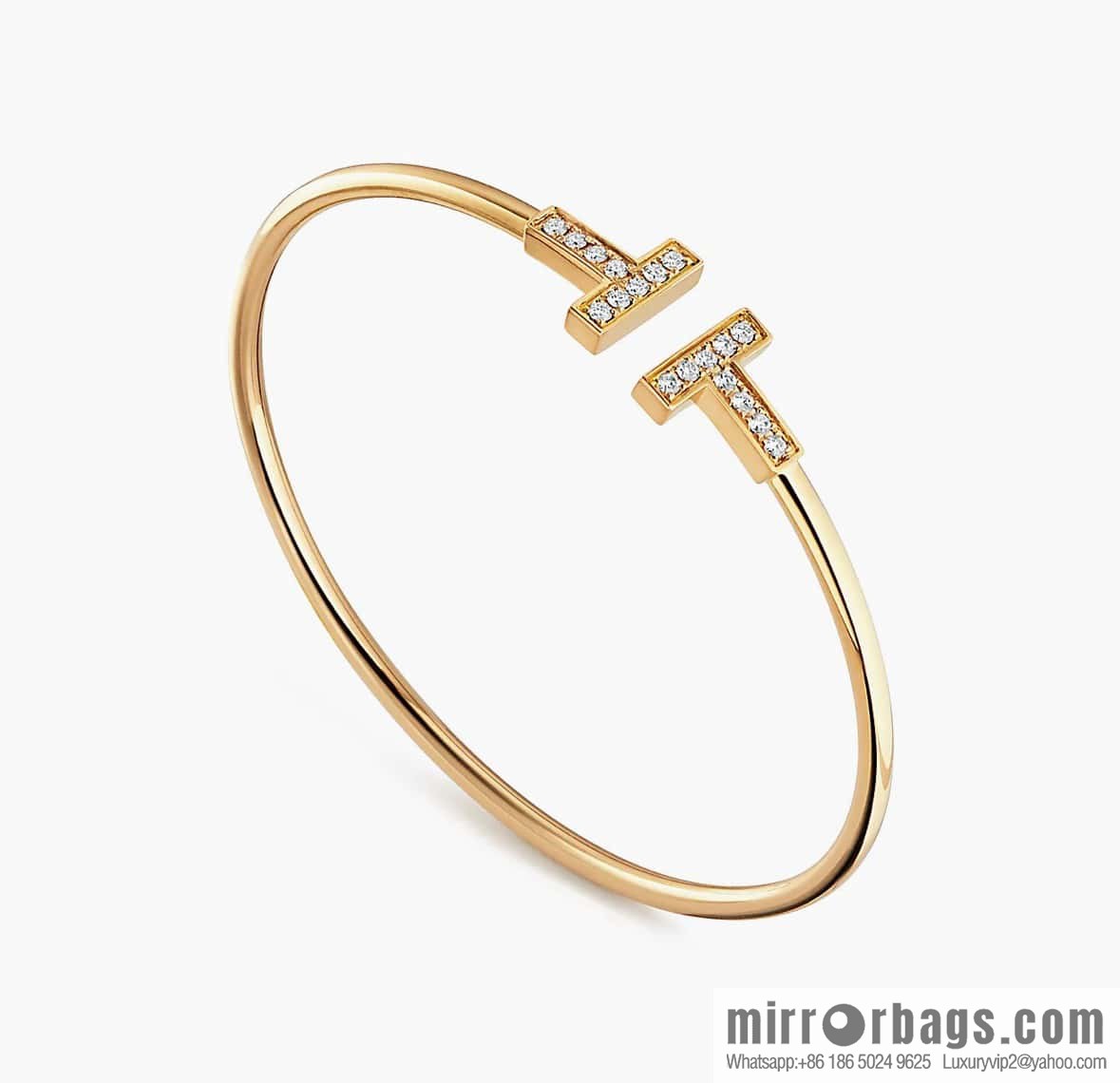 Tiffany & Co ☀️ with Diamonds, Classic T-Series, Double T-Bracelet in Silver Rose Gold with Diamonds ☀️